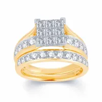 Womens 1 CT. T.W. Natural White Diamond 10K Gold Bridal Set