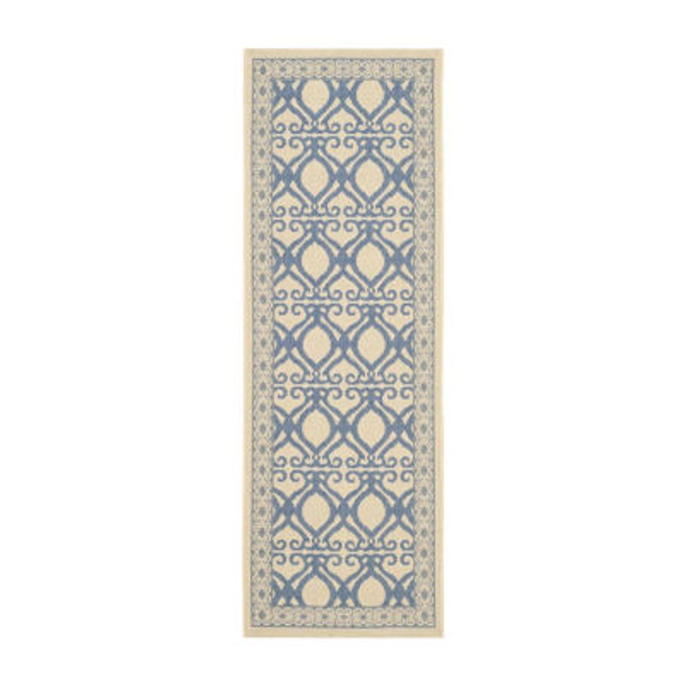 Safavieh Courtyard Collection Desi Geometric Indoor/Outdoor Runner Rug