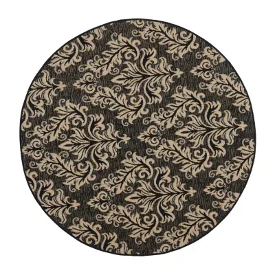 Safavieh Courtyard Collection Domhnall Floral Indoor/Outdoor Round Area Rug