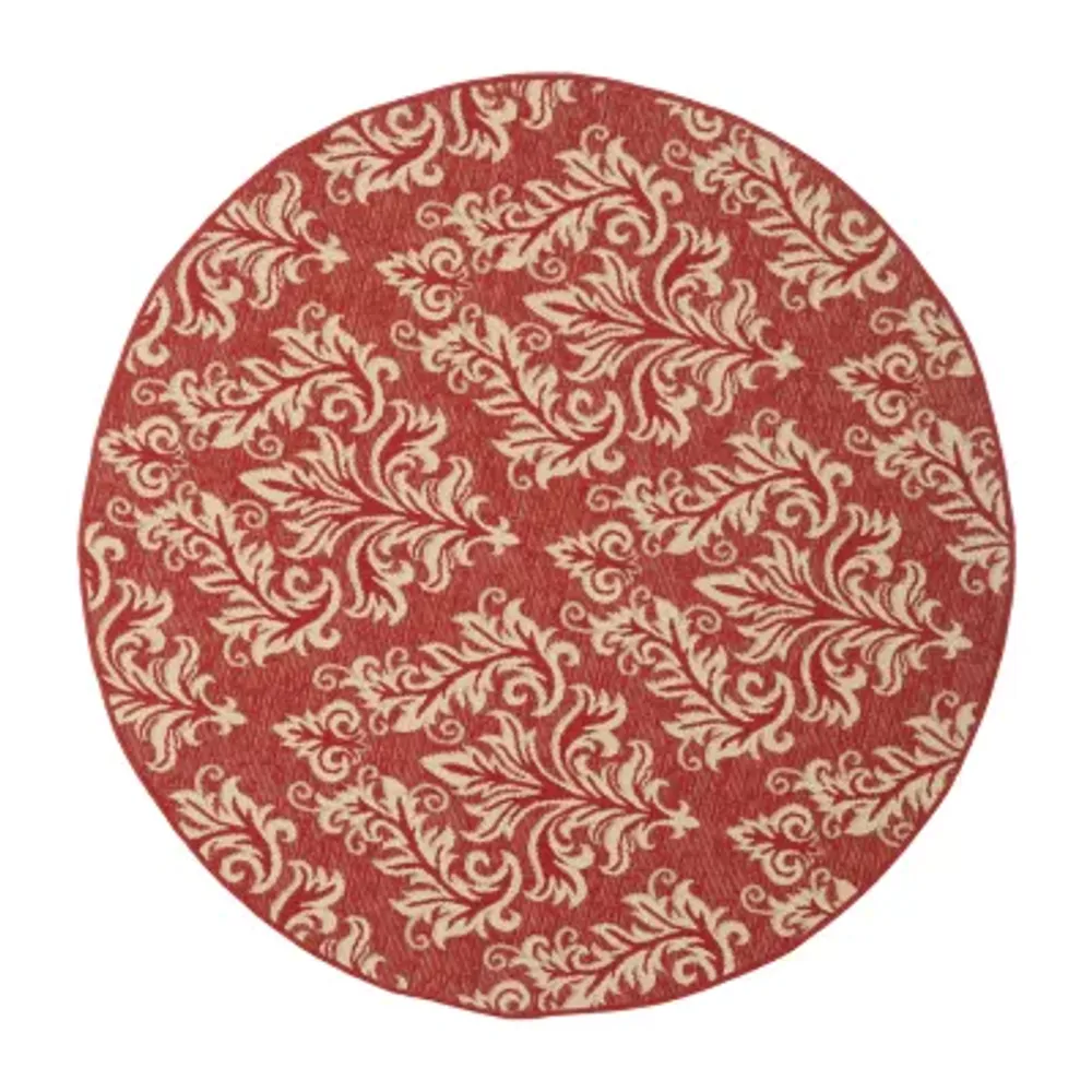 Safavieh Courtyard Collection Domhnall Floral Indoor/Outdoor Round Area Rug