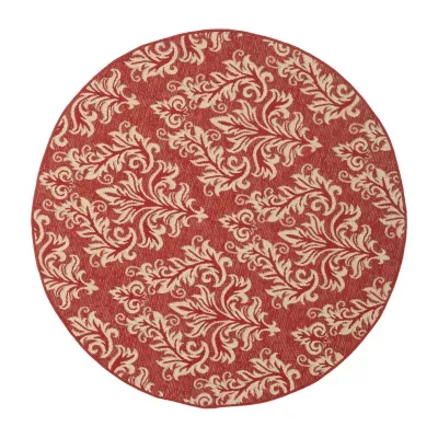 Safavieh Courtyard Collection Domhnall Floral Indoor/Outdoor Round Area Rug