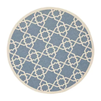 Safavieh Courtyard Collection Nicol Geometric Indoor/Outdoor Round Area Rug