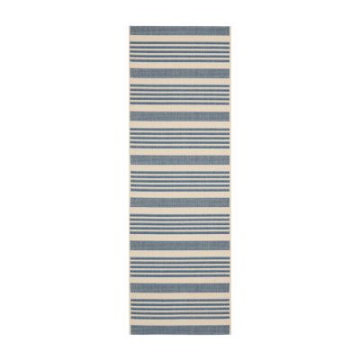 Safavieh Courtyard Collection Santos Stripe Indoor/Outdoor Runner Rug