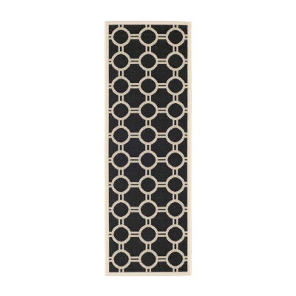 Safavieh Courtyard Collection Shag Geometric Indoor/Outdoor Runner Rug