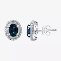 Effy 1/3 CT. T.W. Diamond & Genuine Gemstone 14K White Gold 11.6mm Stud Earrings