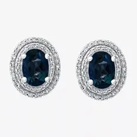 Effy 1/3 CT. T.W. Diamond & Genuine Gemstone 14K White Gold 11.6mm Stud Earrings