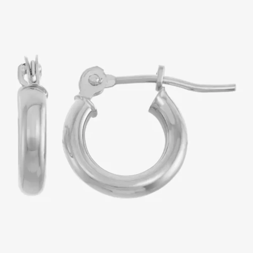 10K White Gold 13mm Hoop Earrings