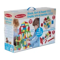 Melissa and Doug Value Set 3 Toy Gift Set-Stack Sort and Pound Wooden Toy Collection