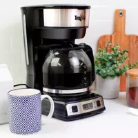 Total Chef Programmable 12-Cup Coffee Maker with Filter Black and Silver