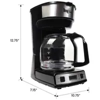 Total Chef Programmable 12-Cup Coffee Maker with Filter Black and Silver
