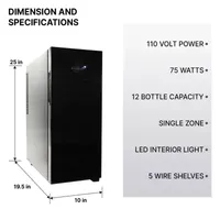 Koolatron Urban Series 12 Bottle Wine Cooler Freestanding Wine Fridge