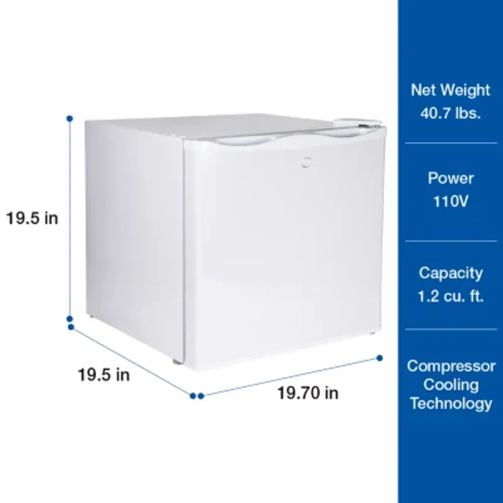 Koolatron Mini Upright Freezer- 1.2 cu ft (34L)- White- Flat Back
