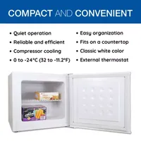 Koolatron Mini Upright Freezer- 1.2 cu ft (34L)- White- Flat Back