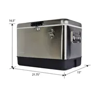 Koolatron Stainless Steel Ice Chest Cooler w Bottle Opener- 51L (54 qt)