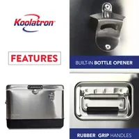 Koolatron Stainless Steel Ice Chest Cooler w Bottle Opener- 51L (54 qt)