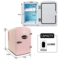 Retro Portable 6 Can AC/DC Mini Fridge Cooler 4 L/4.2 qt