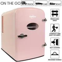 Retro Portable 6 Can AC/DC Mini Fridge Cooler 4 L/4.2 qt