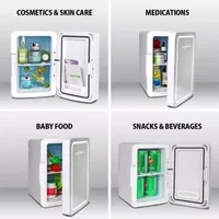 Cosmetic Fridge with LED Lighted Makeup Mirror- 6L Portable AC/DC