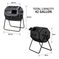 Koolscapes Dual Chamber Tumbling Composter 42 Gal (160L)- Black