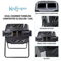 Koolscapes Dual Chamber Tumbling Composter 42 Gal (160L)- Black