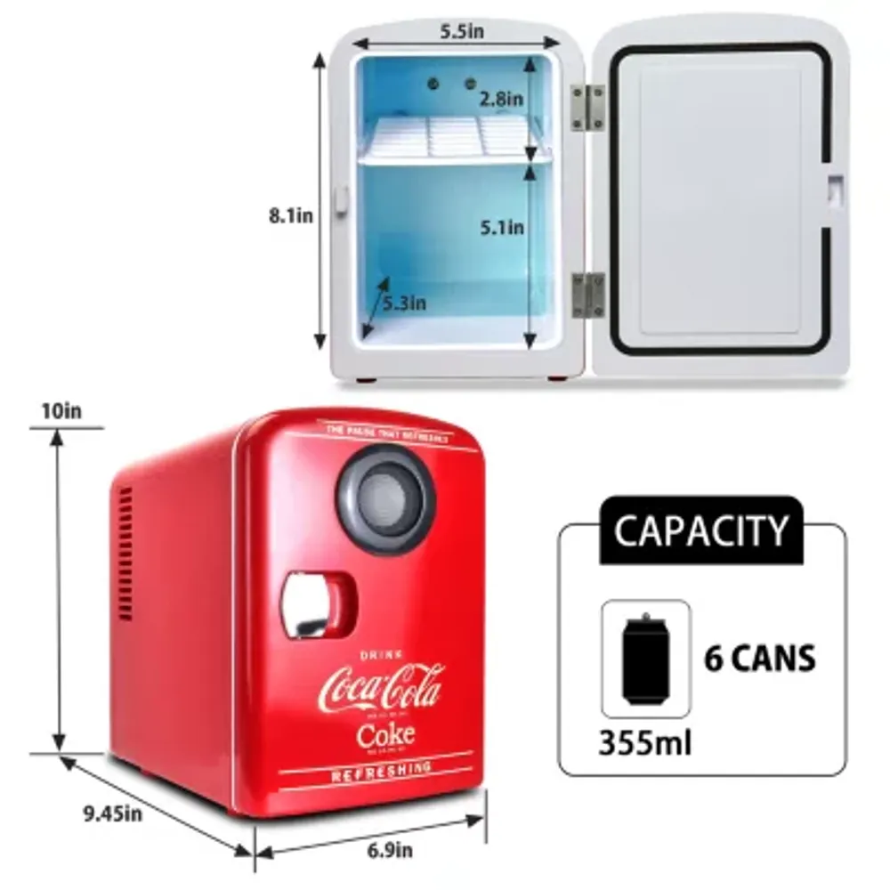Coca-Cola 4L Mini Fridge/Warmer with Bluetooth Speaker 6 Can
