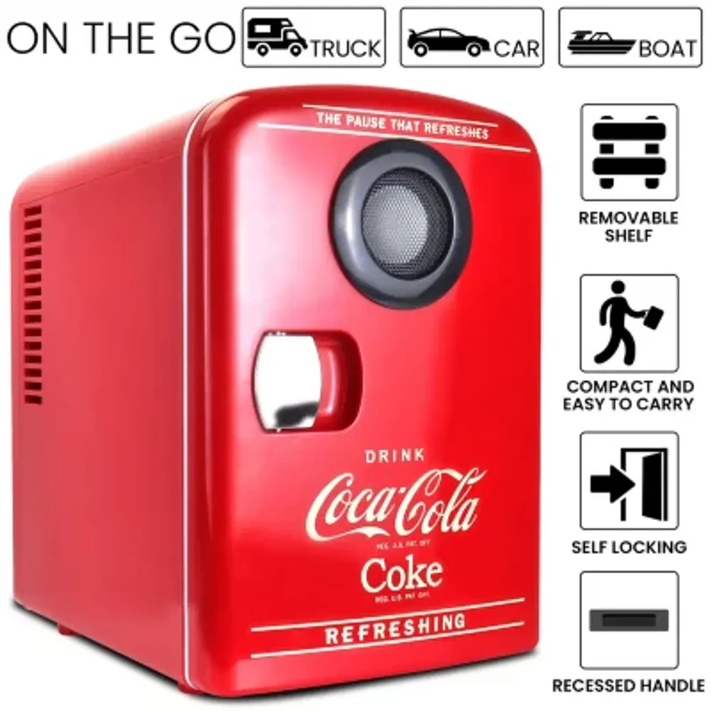 Coca-Cola 4L Mini Fridge/Warmer with Bluetooth Speaker 6 Can