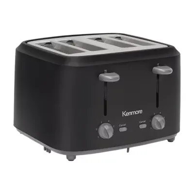 Kenmore 4-Slice Steel Toaster- Matte Black and Grey- Dual Controls