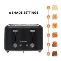 Kenmore 4-Slice Steel Toaster- Matte Black and Grey- Dual Controls