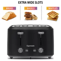 Kenmore 4-Slice Steel Toaster- Matte Black and Grey- Dual Controls