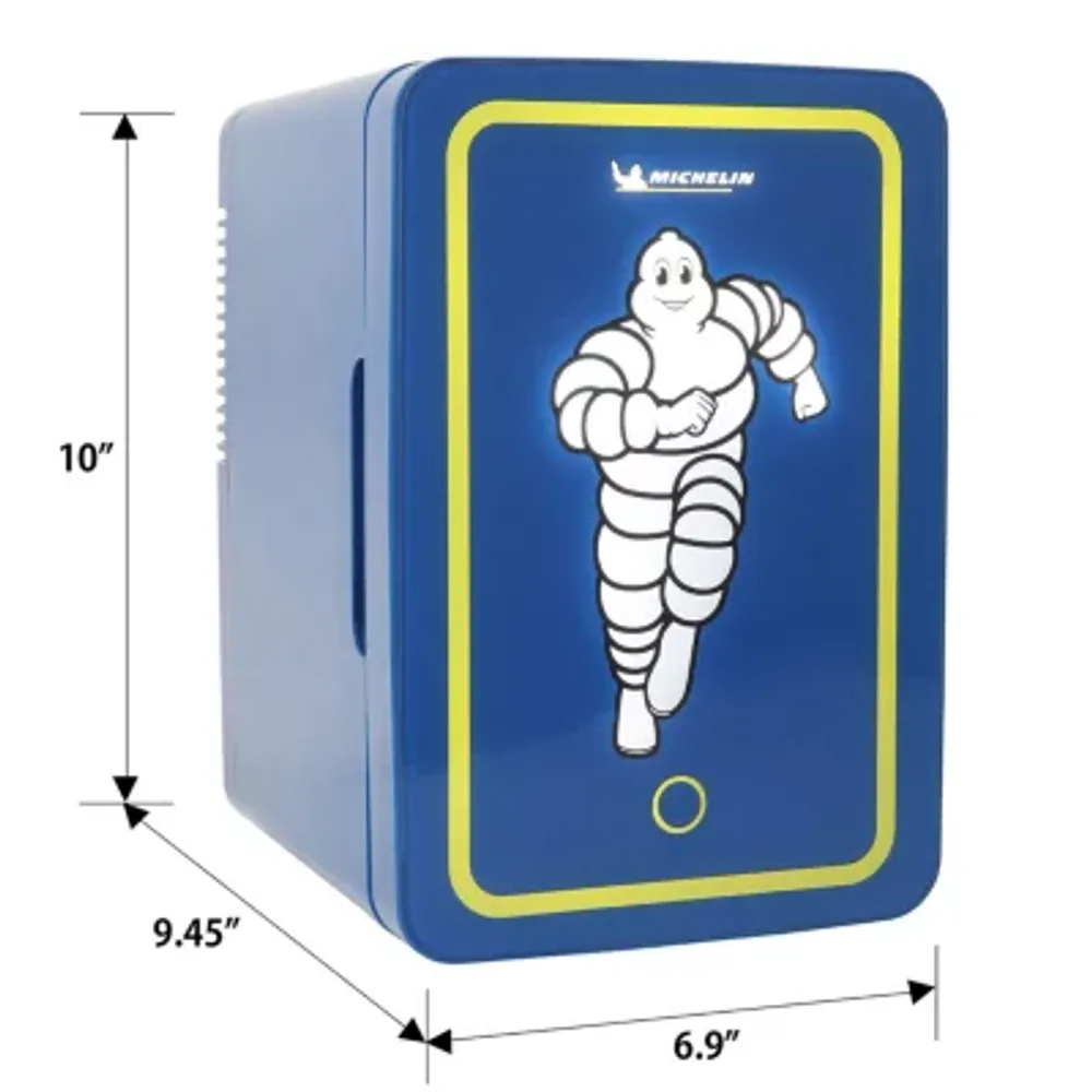 Michelin Portable 6 Can 12V Mini Fridge with LED Door Light, 6L (6.3 qt) AC/DC Cooler, Blue