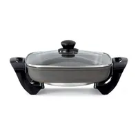 Kenmore Non-Stick Electric Skillet with Glass Lid 12x12" Black and Grey