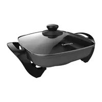 Kenmore Non-Stick Electric Skillet with Glass Lid 12x12" Black and Grey