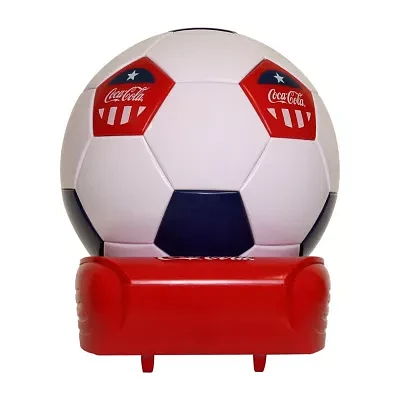 Coca-Cola Soccer Ball Mini Fridge- 5 Can Beverage Cooler White Red Black