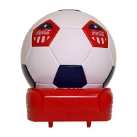 Coca-Cola Soccer Ball Mini Fridge- 5 Can Beverage Cooler White Red Black