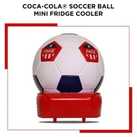 Coca-Cola Soccer Ball Mini Fridge- 5 Can Beverage Cooler White Red Black