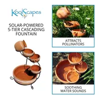 Koolscapes Solar-Powered 5-Tier Terracotta Cascading Fountain