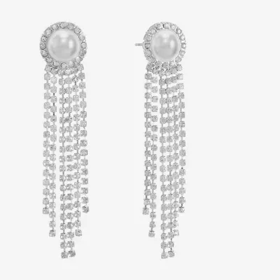 Monet Jewelry Tassel Simulated Pearl Drop Earrings