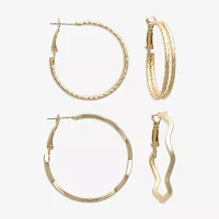 Mixit Hypoallergenic Gold Tone Hoop 2 Pair Earring Set