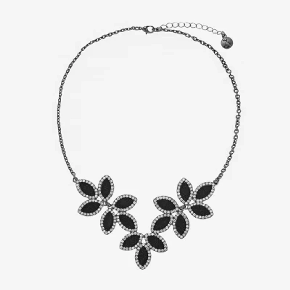 Mixit Black Glass 17 Inch Cable Statement Necklace