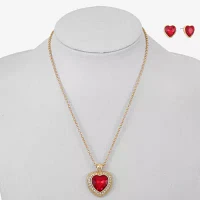 Monet Jewelry Pendant Necklace And Stud Earring 2-pc. Glass Heart Jewelry Set