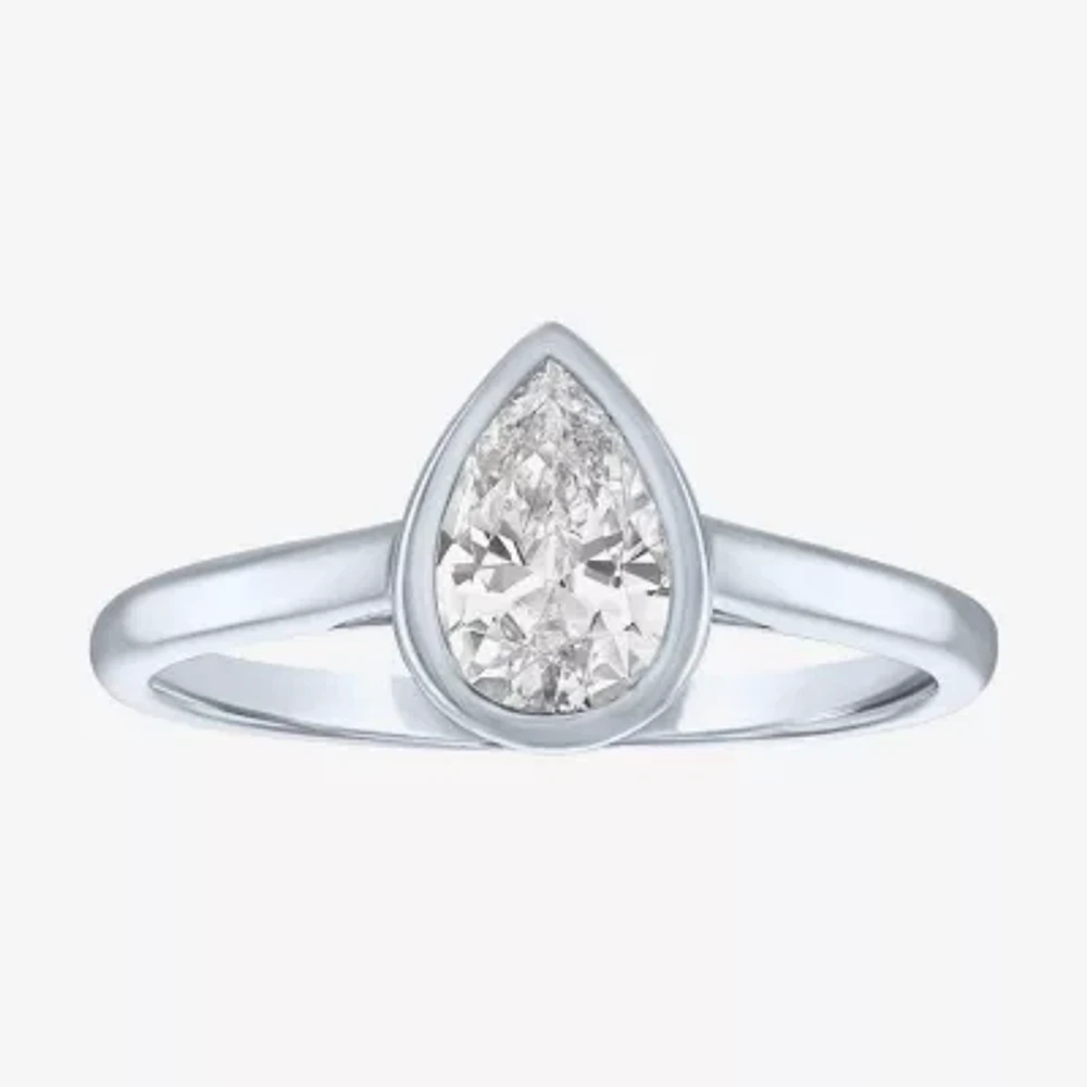 Diamond Addiction (G-H / Si2-I1) Womens 1 CT. T.W. Lab Grown White 14K Gold Pear Solitaire Cocktail Ring