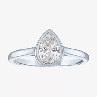 Diamond Addiction (G-H / Si2-I1) Womens 1 CT. T.W. Lab Grown White 14K Gold Pear Solitaire Cocktail Ring