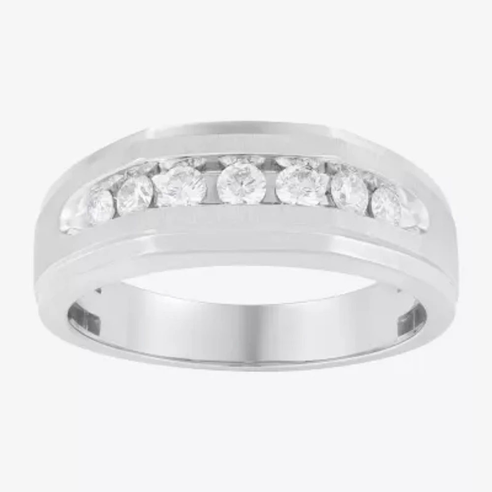 8MM 1/2 CT. T.W. Natural White Diamond 10K Gold Wedding Band