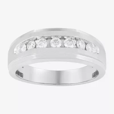 8MM 1/2 CT. T.W. Natural White Diamond 10K Gold Wedding Band