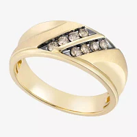 Mens 1/3 CT.T.W. Champagne Diamond 10K Yellow Gold Ring