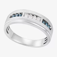 1/4 CT. T.W. Natural Blue Diamond 10K White Gold Wedding Band