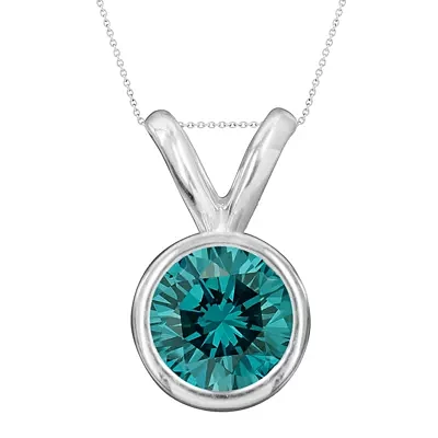 1/2 CT. Color-Enhanced Blue Diamond Solitaire Pendant Necklace