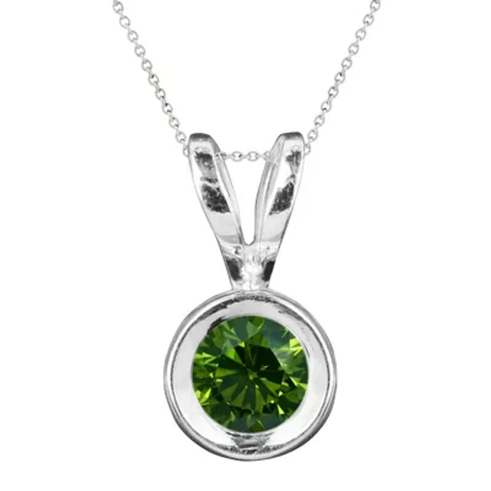 1/2 CT. Natural Color-Enhanced Green Diamond Solitaire Pendant Necklace