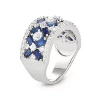 6MM Lab Created Blue Sapphire Sterling Silver Band