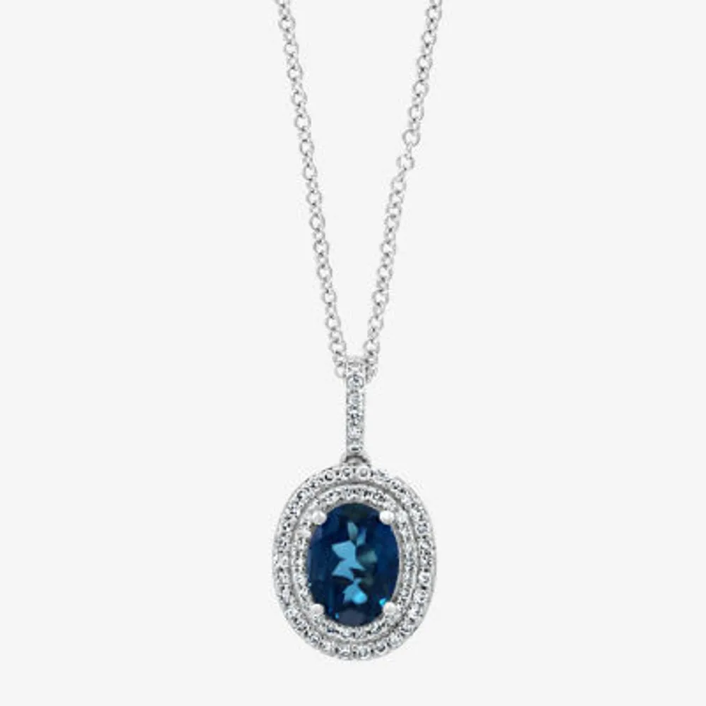 Effy Womens 1/5 CT. T.W. Diamond & Genuine Gemstone 14K White Gold Pendant Necklace